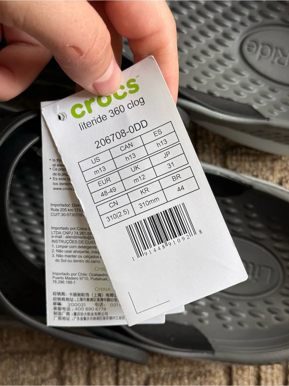 CROCS Men's Black Ventilated Foam Clog with Adjustable Heel Strap